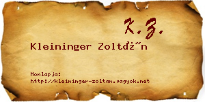 Kleininger Zoltán névjegykártya